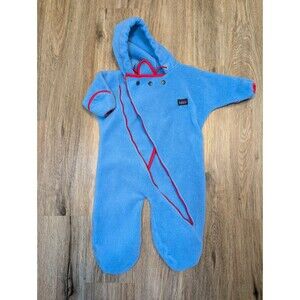 REI Vintage Blue & Red Hooded 80s 90s Fleece Baby Snowsuit 6-12m  BROKEN ZIPPER